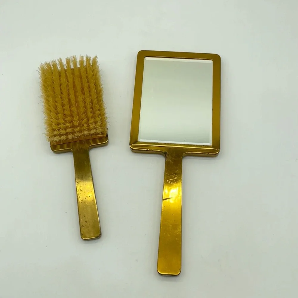 Vintage‎ Vanity Set Brush and Mirror Gold Tone Elegant Dressing Table Decor